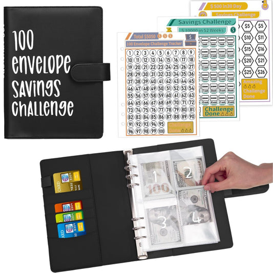 100 Envelopes Money Saving Challenge Binder A5 Budget Binder with Cash Envelo...