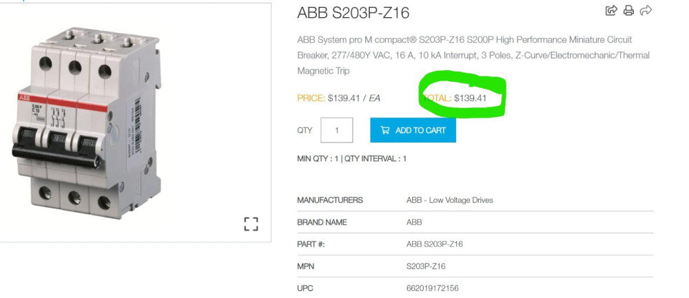 ABB S203P-Z16 MCB 3P Z 16A 480Y/277 Circuit Breaker NEW [D1B4]