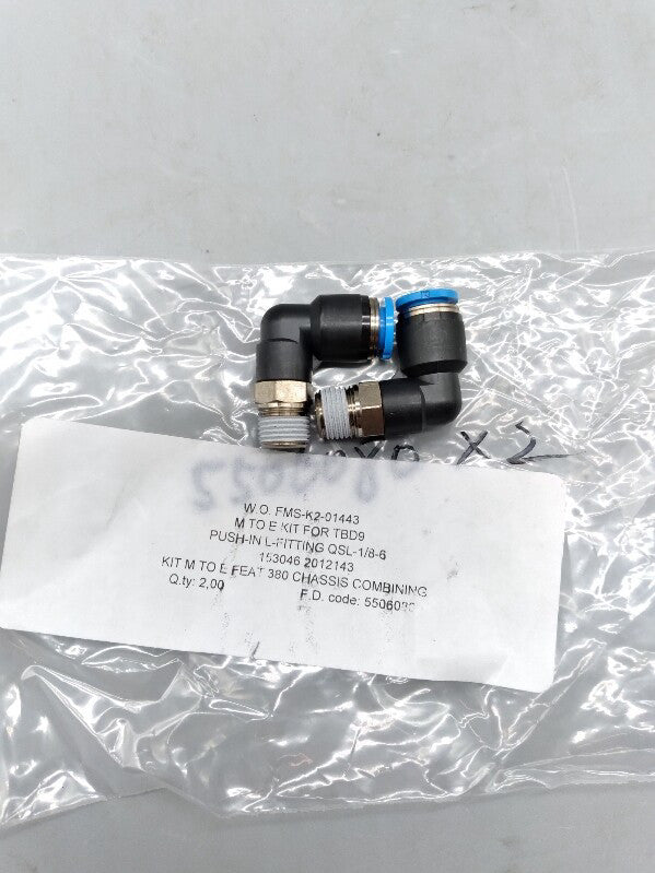 NEW Festo QSL-1/8-6 Push-In L-Fitting Connector Lot of 2
