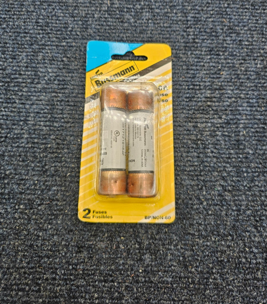 (QTY 2)  Bussmann BP/NON-60 One-Time Cartridge Fuse Melamine Tube