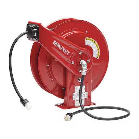 Reelcraft L 70075 123 3A Spring Retractable Cord Reel With 75 Ft. Cord 1-Outlet