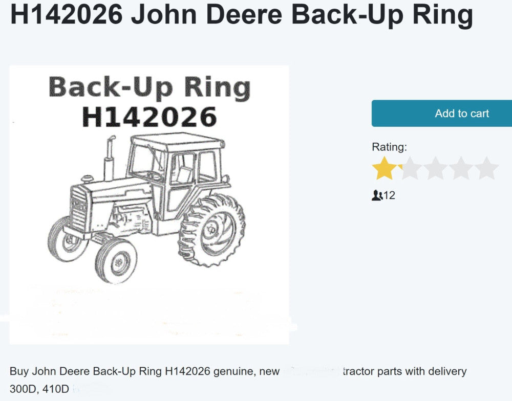 300D / 410D John Deere BACKHOE, LOADER Boom Cylinder Back-up Seal Ring OEM [A4B2