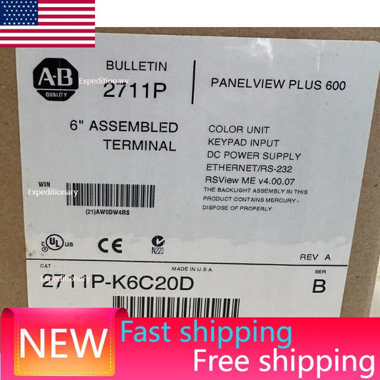 2711P-K6C20D /B NEW AB PanelView Plus 600 EtherNet KEYPAD DISPLAY HT US Free Tax