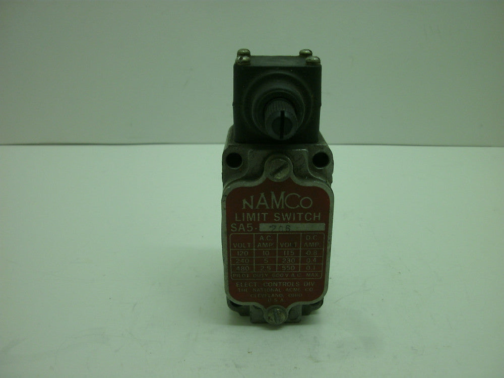 NAMCO SA5-206 LIMIT SWITCH VOLT 120 10 AMP A.C. PILOT DUTY 600V A.C. MAX.