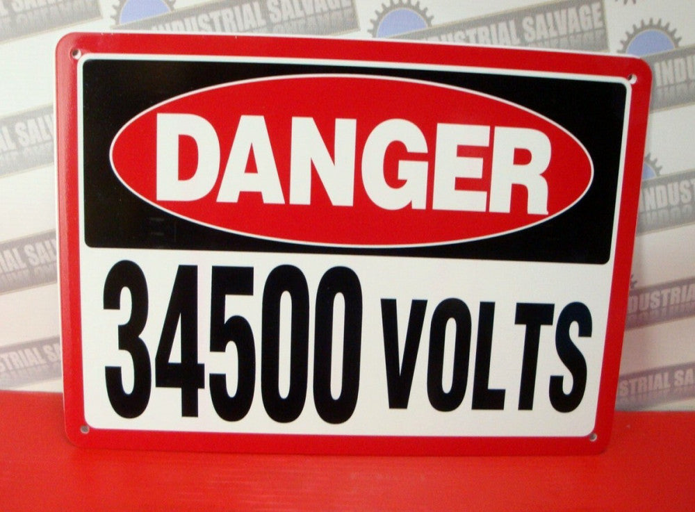 SAFETY SIGN " DANGER 34500 VOLTS " Sign for your Shop & Business 14" x 10" VINYL
