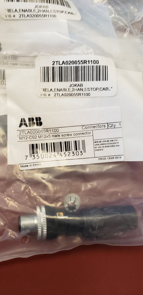 ABB 2TLA020055R1100 M12-C02 M12X5 MALE SCREW CONNECTOR NEW ( B1-5D)