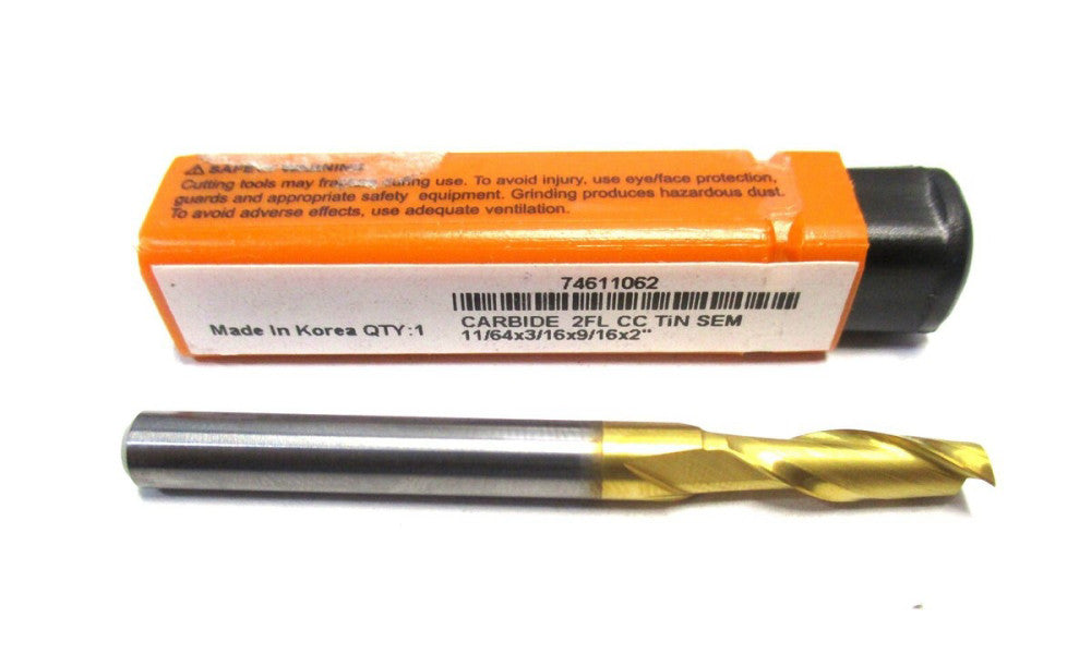 NEW (74611062) 11/64 x 3/16 x 9/16 x 2 2-Flute CC SE RH Carbide Square End Mill
