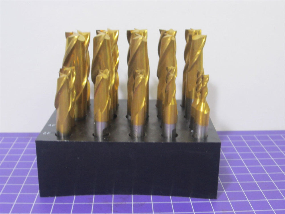 Value Collection 20 Piece HSS 3/16 to 3/4" Square End Mill Set 2 & 4F TiN 