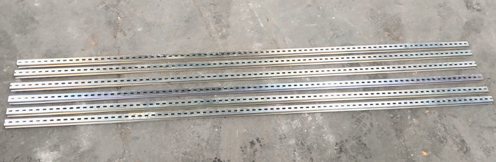 DIN RAIL MOUNT SLOTTED STEEL HEIGHT 6-1/2 WIDTH 1-1/2 IN.  LOT OF 6