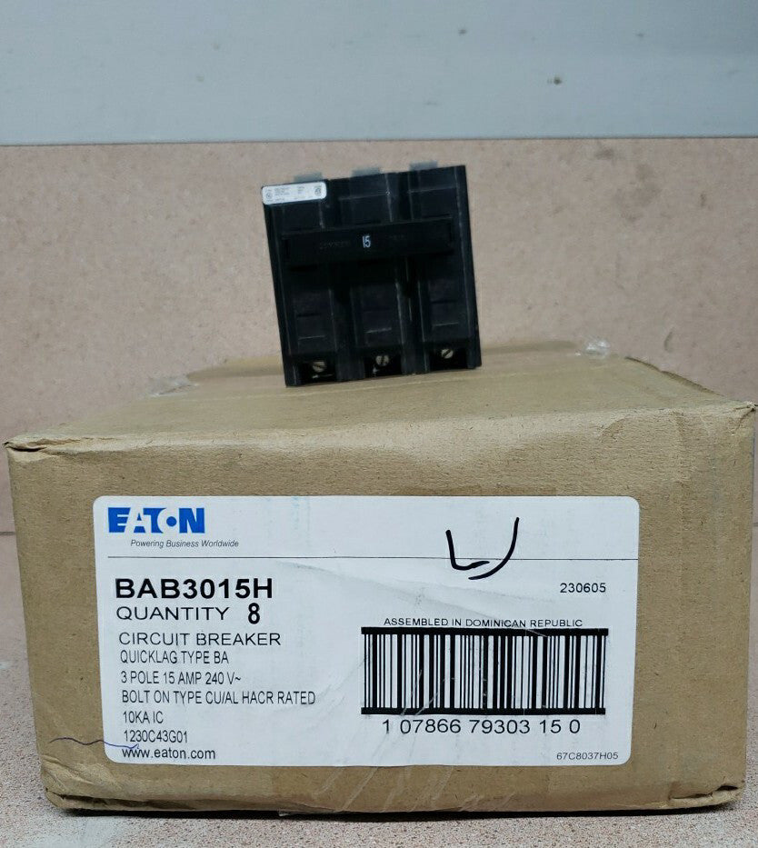 1) NEW Eaton Cutler Hammer BAB BAB3015H 3 Pole 15 Amp 120/240v Circuit Breaker