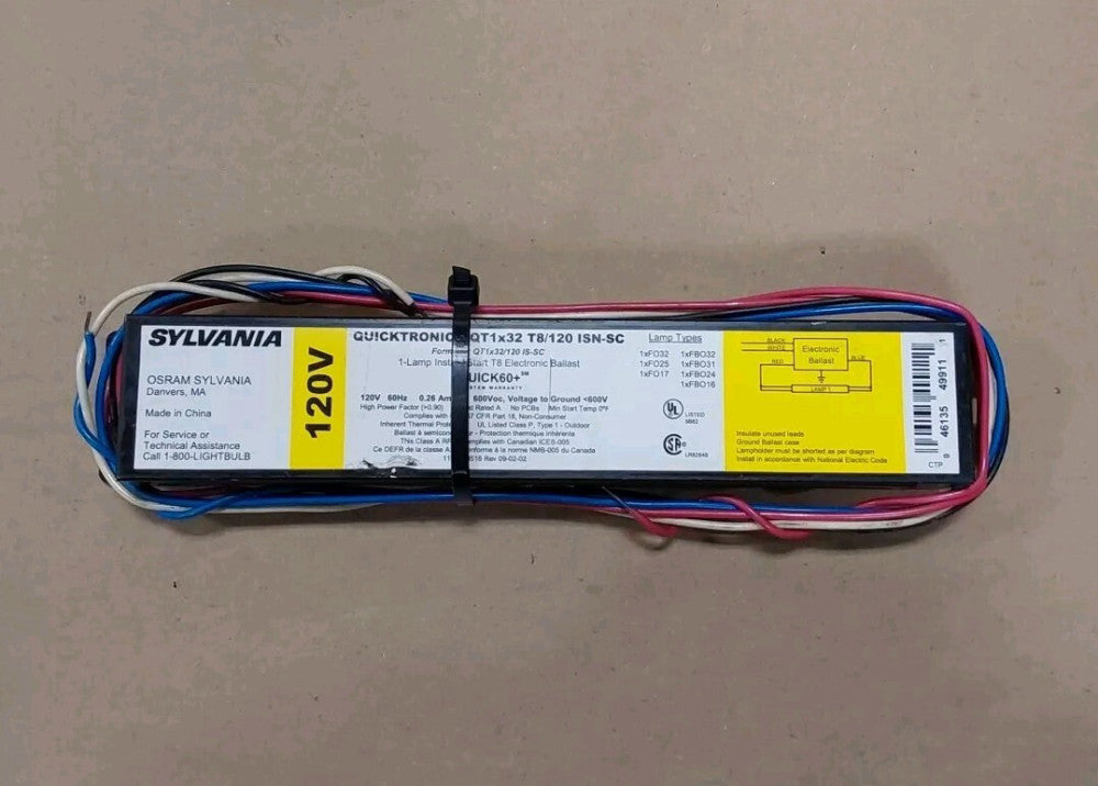 Lot Of 2 Sylvania QT1x32T8/120 ISN-SC Quicktronic 120V Electronic Ballasts