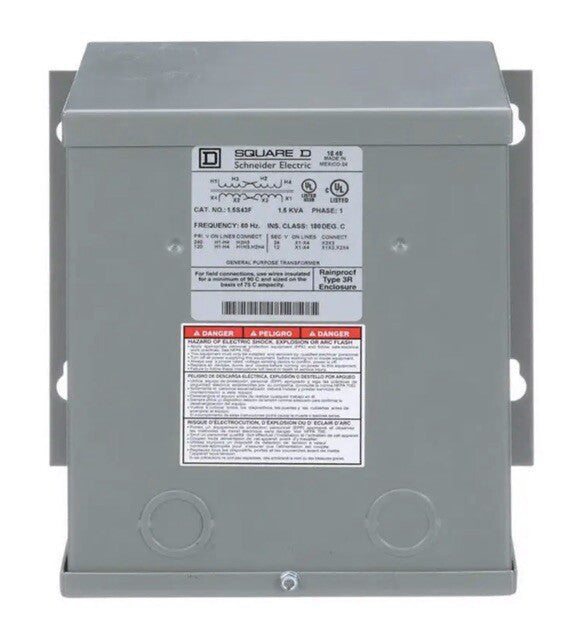 SQUARE D 1.5S43F Transformer,120/240VAC,12/24VAC,1.5kVA Nos Surplus