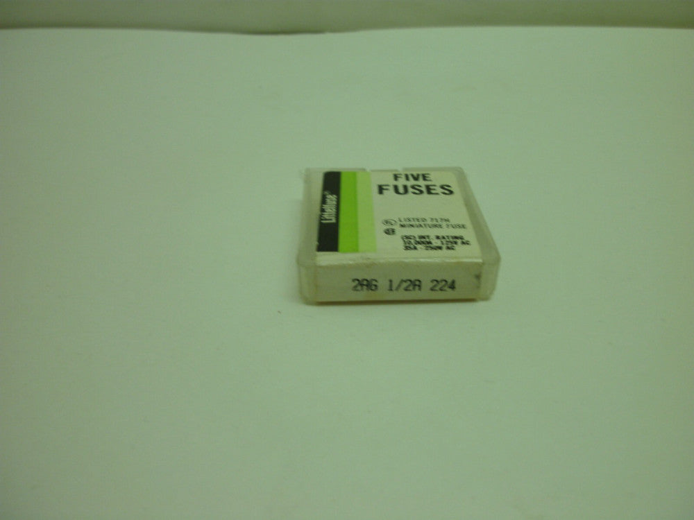 LITTELFUSE 2AG 1/2A 224 FUSE SLO-BLO 1/2 AMP 250 VOLT 1-(BOX OF 5) NEW IN BOX