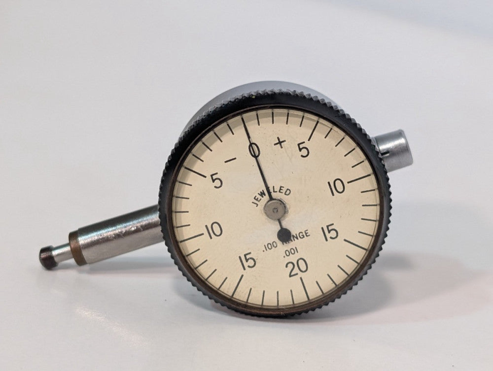 Starrett 80-144J Miniature Dial Indicator with Flat Back, 0-.100" Range: .001"