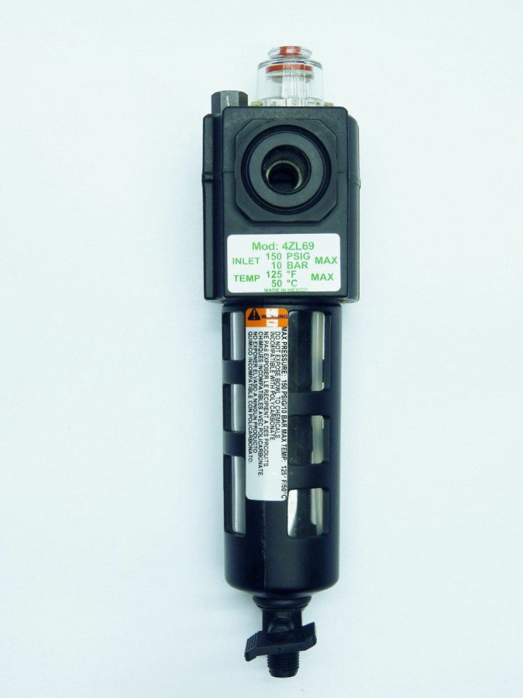 Speedaire 4ZL69 Air Line Lubricator, 1/4In, 50 cfm, 150 psi Compact Series 1.91"