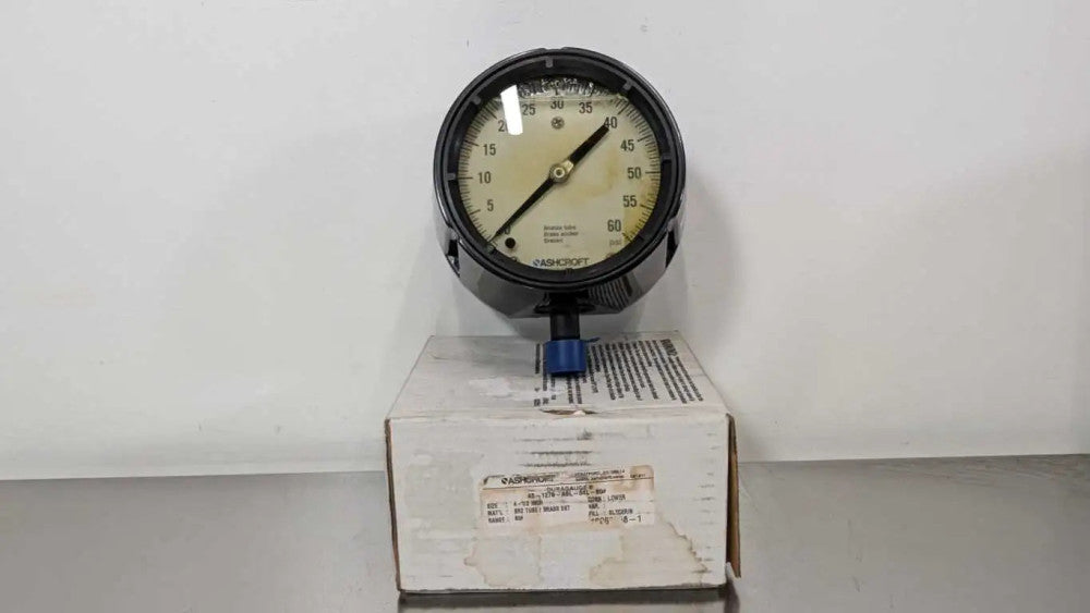 Ashcroft 45-1279-ASL-04L-60# Pressure Gauge 0-60 PSI 4-1/2" Brass Fitting Glycer