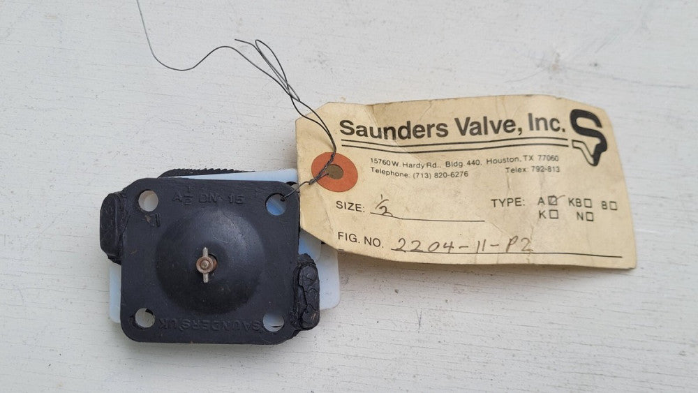NOS Saunders Diaphragm For 2204-11-P2 1/2" Valve