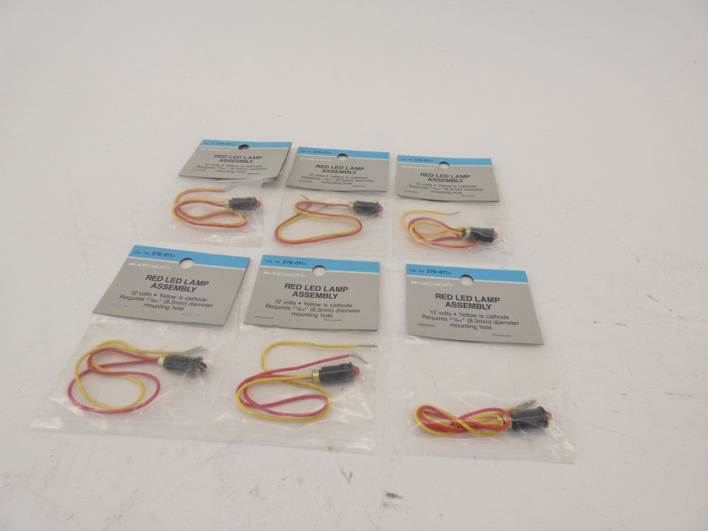 *Lot of 6* Archer 276-011 Red Lamp Assembly 12V - NEW Surplus!