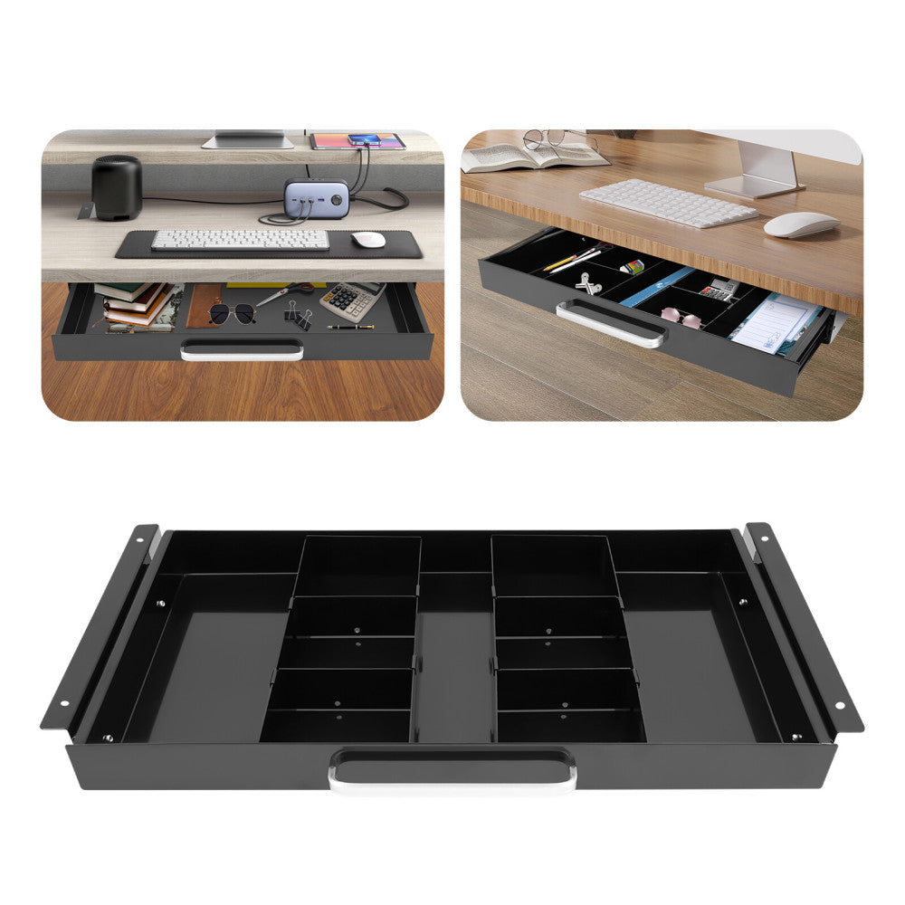 21.5" Black Under Desk Mounted Sliding Pull-out Drawer For Standing Desks