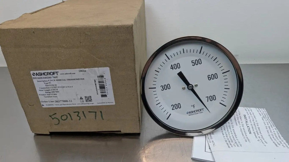 Ashcroft 50EI60E040200/700F BI-METAL Thermometer 50 EI 60 E 040 200-700°F 5"