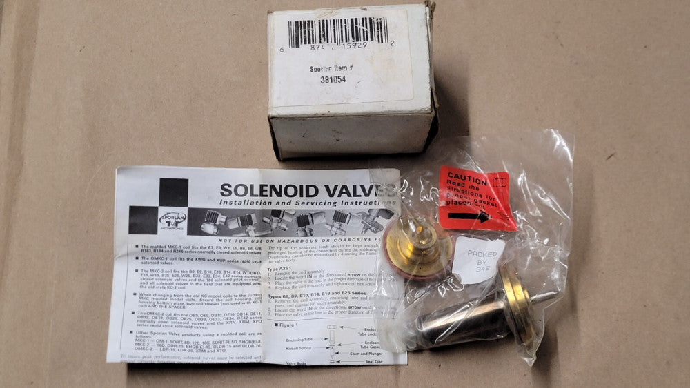 NOS Sporlan / Parker 381054 S-B19/E19 Rebuild Kit