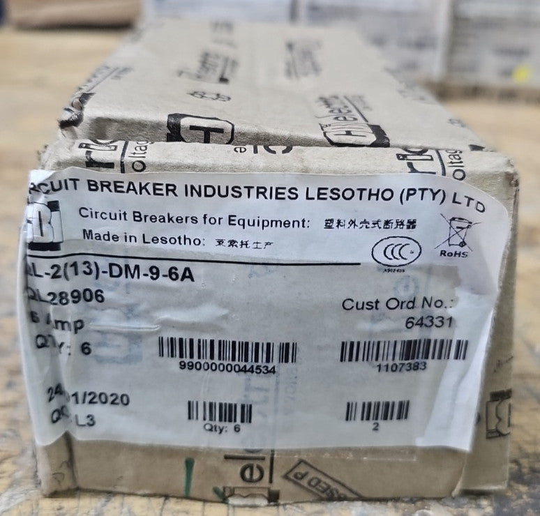 Box of 6 CBI 6A Circuit Breakers QL28906 2 Pole Units