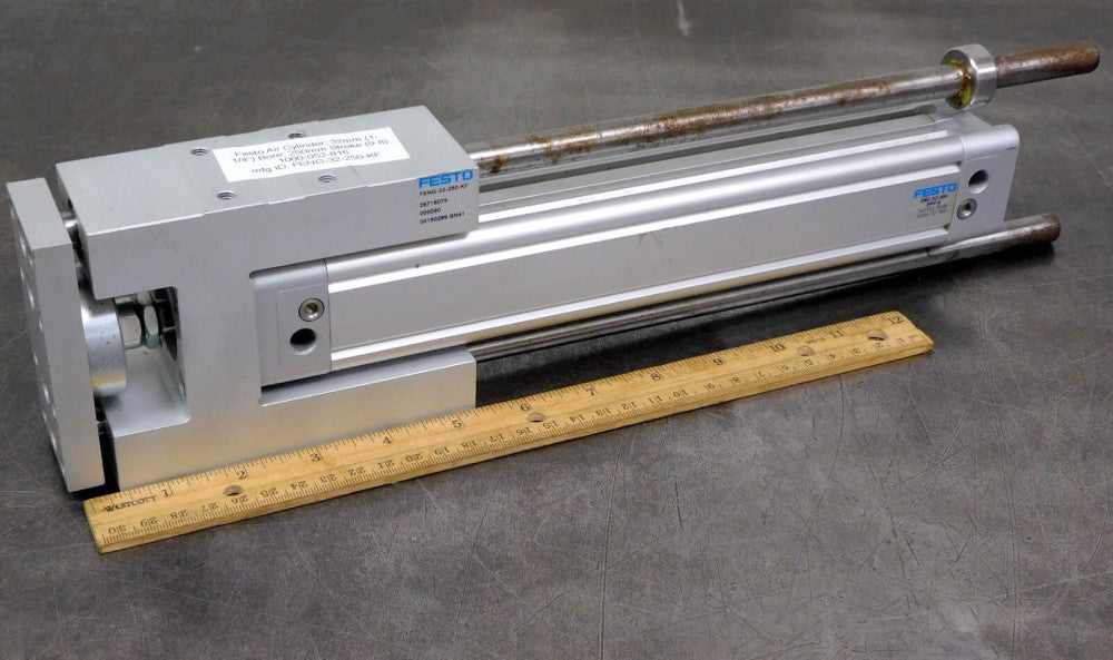 Festo - DNC-32-200-PPV-A Pneumatic Cylinder w/ FENG-32-250-KF Guide Unit Base