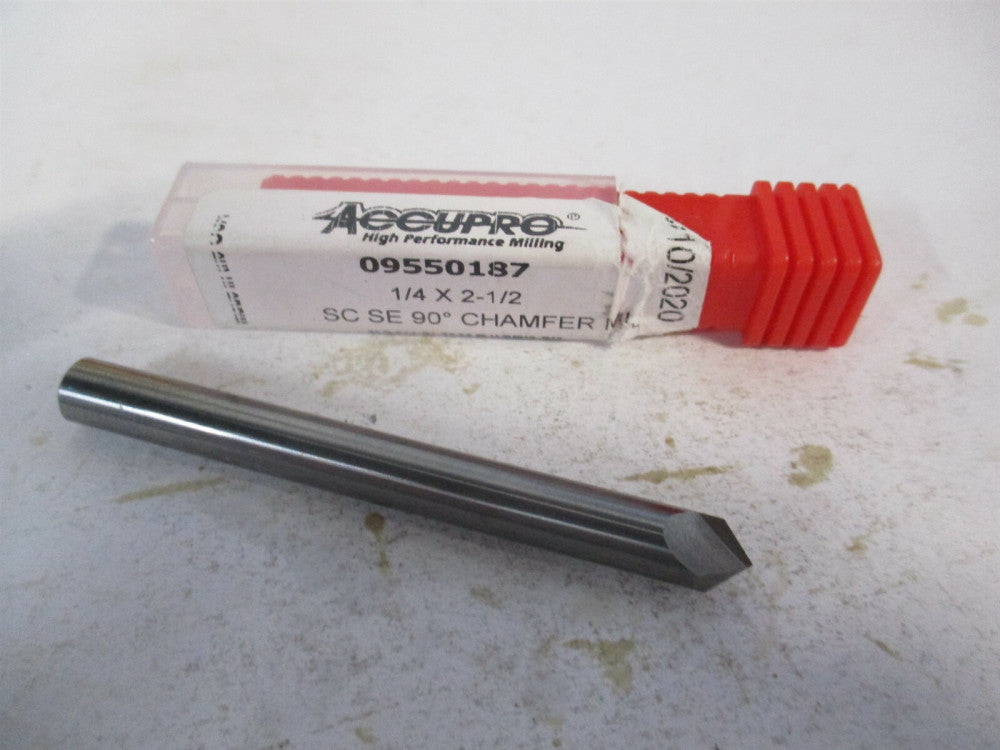 (922500090) 1/4" x 1/4"x 2-1/2" OAL 90° Solid Carbide 2-Flute Chamfer Mill 