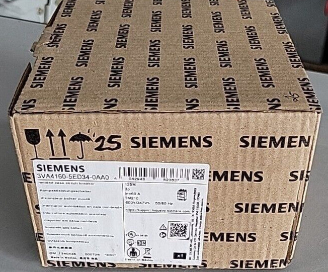 1) Siemens 3VA4160-5ED34-0AA0 Circuit Breaker 3P 60A 125M 480V