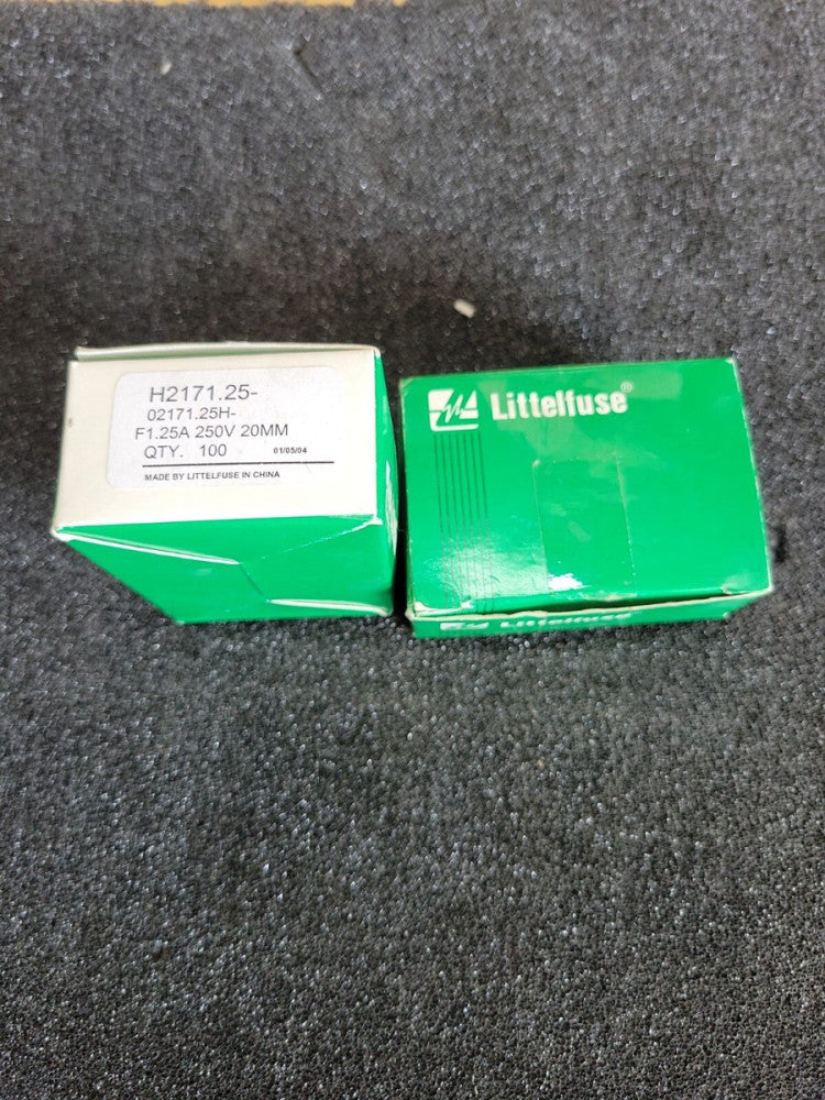 1) New! Box of (100) H2171.25 Littelfuse 1.25 Amp 250V 20mm Glass Fuses