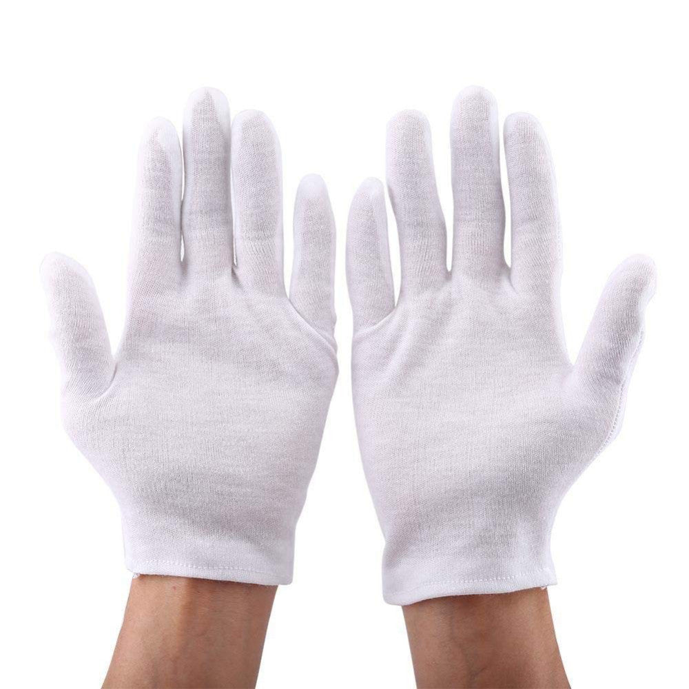 White Cotton Gloves, 12 Pairs Practical White Soft Cotton Safety Work Glove f...