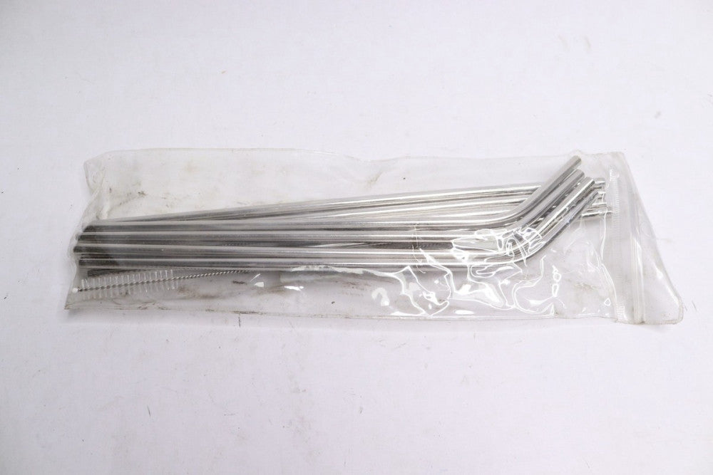 (8-Pk) Mind Reader Reusable Straws Stainless Steel Silver SSTRAW8-SIL 