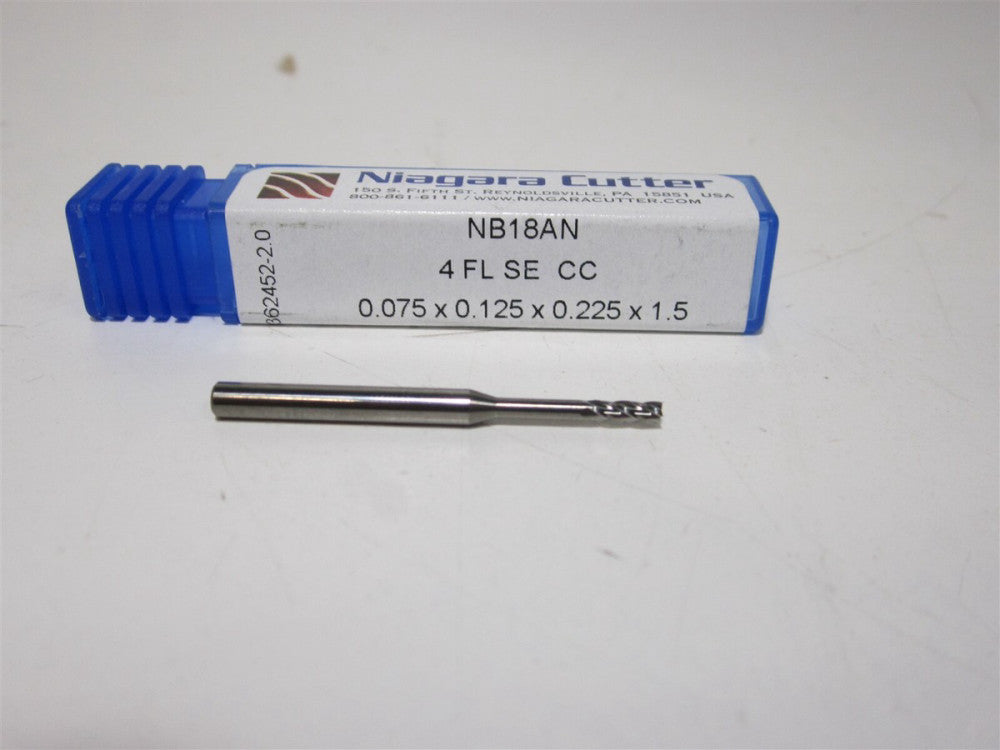 Niagara (NB18AN) .075 Diameter 4F CC End Mill 1/8" Shank .225" LOC 1.5" OAL