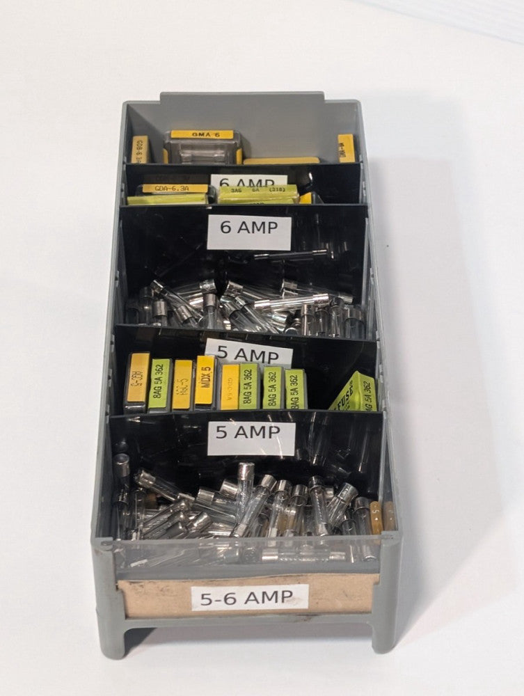 Lot of Assorted Miniature Glass Tube Fuses, 5 & 6 Amperages - As Pictured