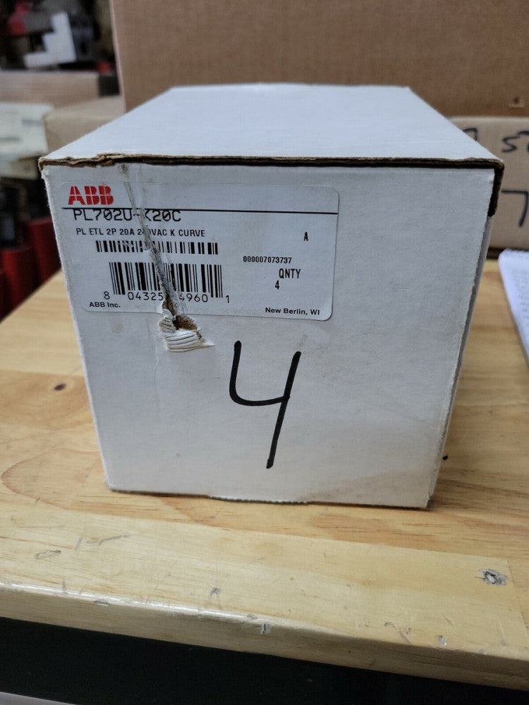 ABB PL702U-K20 2 POLE 20 AMP 240 VAC K Curve S202U-K20 Mini Circuit Breaker NIB