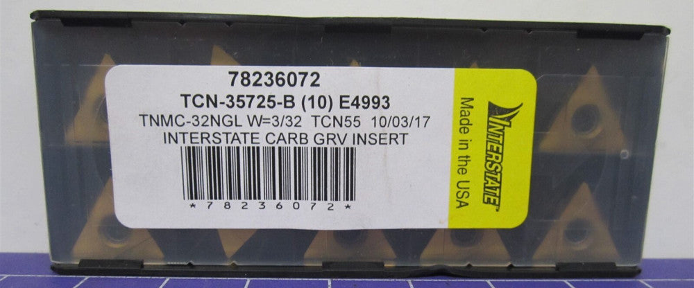 USA Made (TCN35725B) LH Carbide Grooving Insert TNMC32NGL 3/32W TCN55 Pack of 10