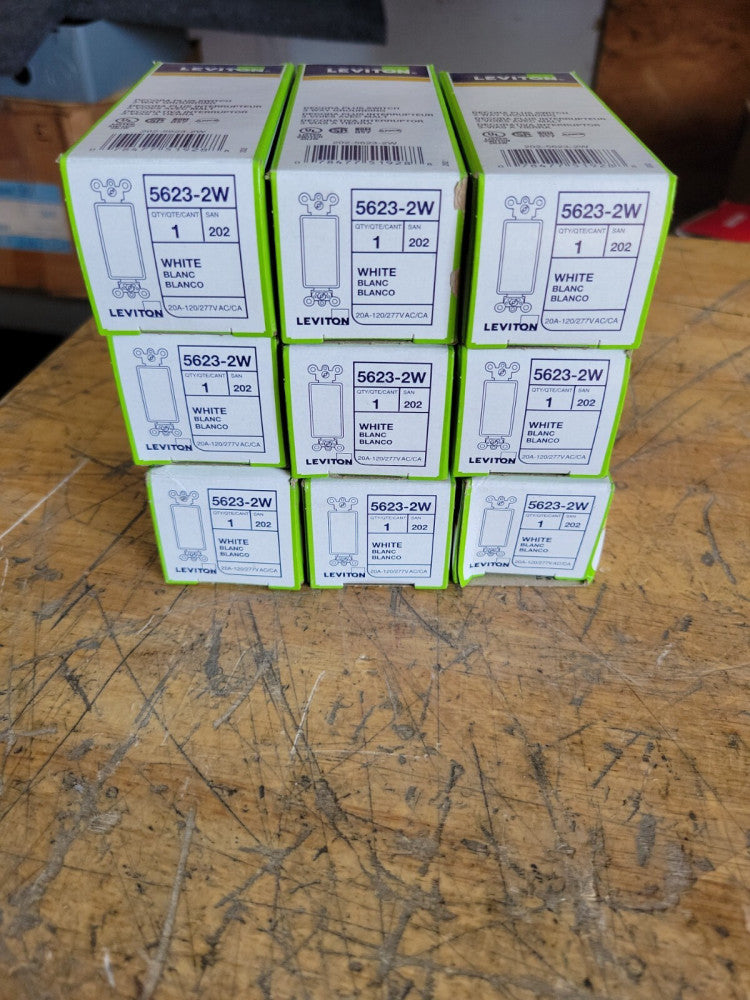 1) New! Leviton 5623-2W White 20A 277V 3-Way Antimicrobial Rocker Switch