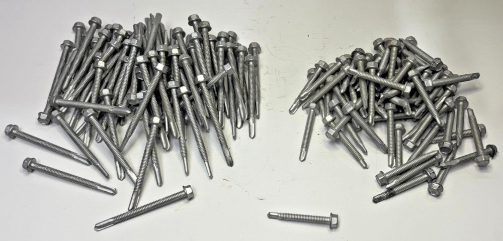 SELF DRILLING SCREWS UNSLOTTED 1/4IN-20X3IN HEAD STEEL SERRATED ZINC LOT OF 141