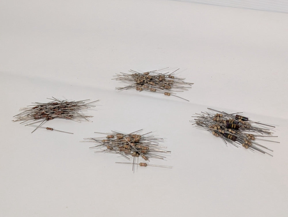 Lot of 100+ Assorted Unbranded Resistors, 1/2 watt, 82, 820, 8.2k, 82k