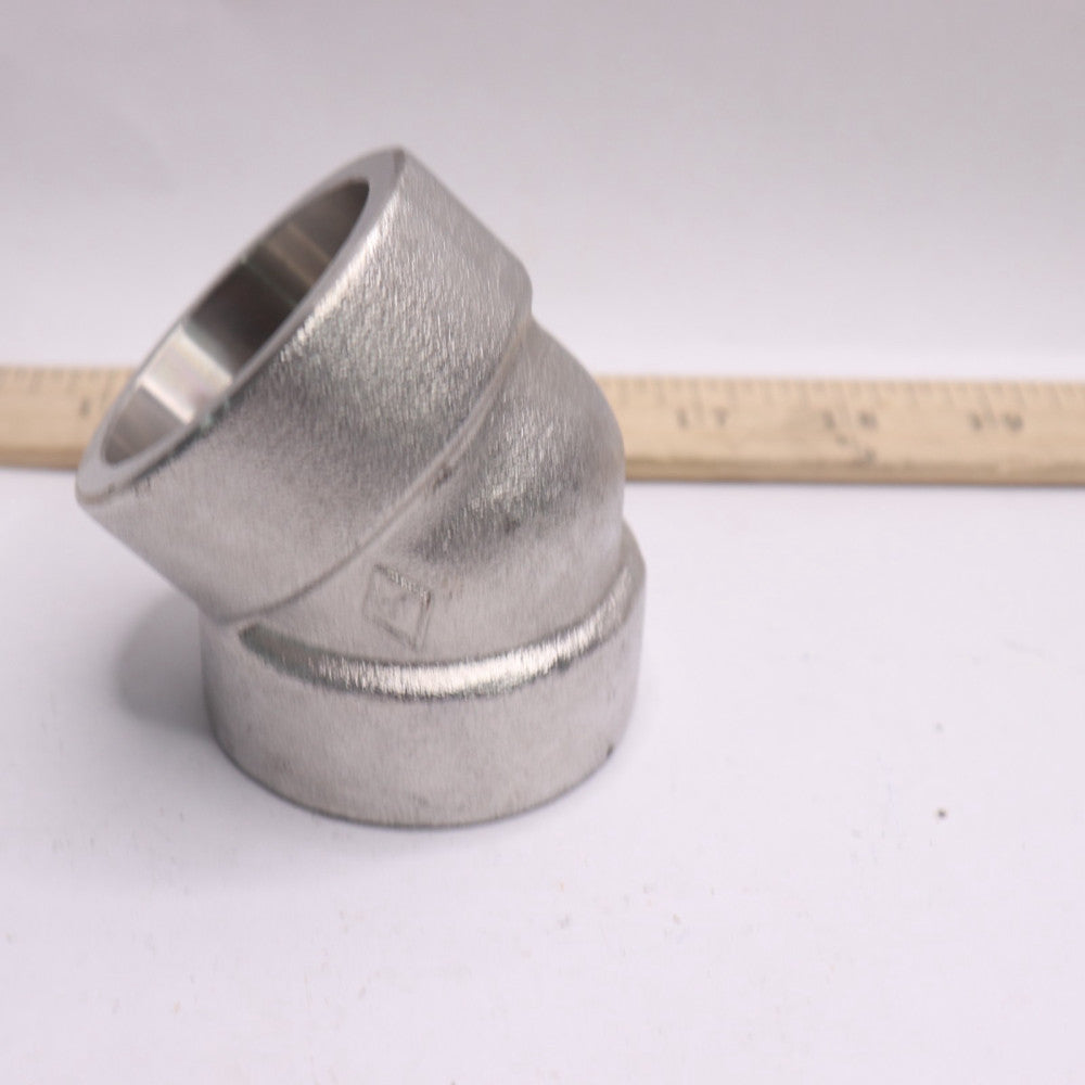 45Â° Elbow Pipe Fitting Stainless Steel Threaded 3000# 1-1/2"