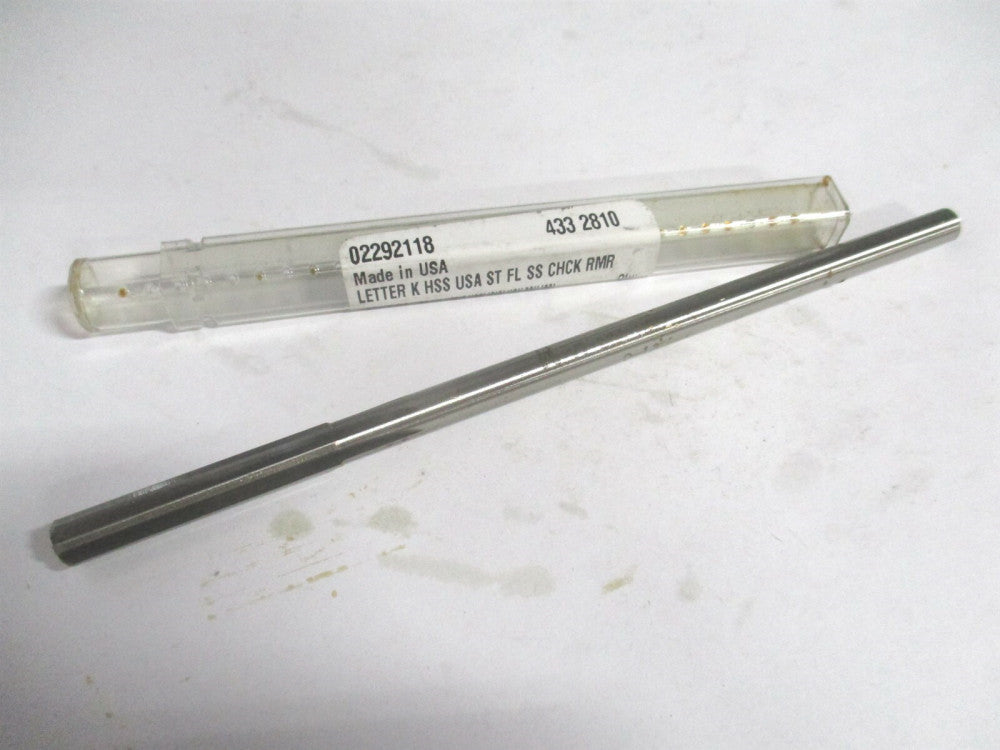 (433-0.2810) Letter K 1-1/2" x 6" OAL Straight Flute HSS 6-Flute Chucking Reamer