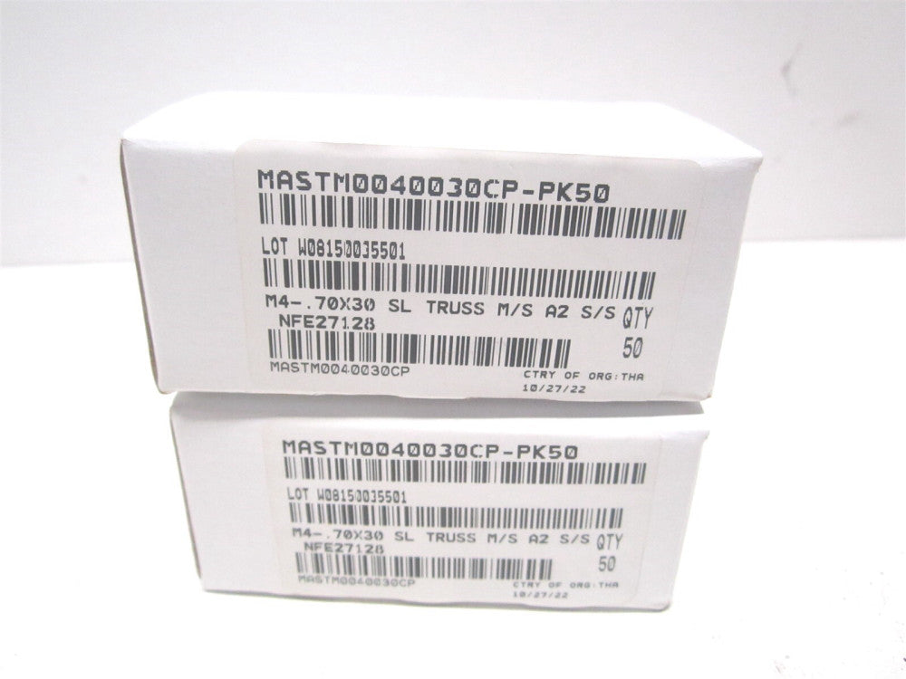(MSTX04030-050BX) M4x0.7 x 30.00mm SS Truss Head Slotted Machine Screw - Qty 100