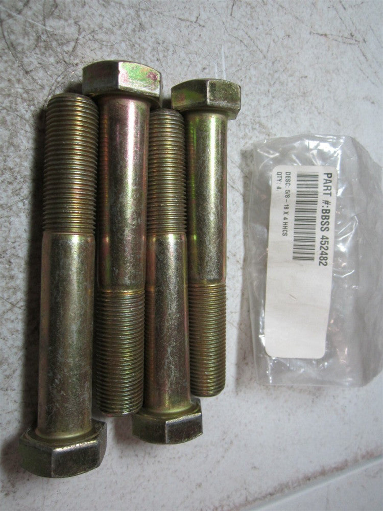 Brighton Best (452482) 5/8" - 18 Diameter 4" OAL Hex Cap Screws - Pack of 4