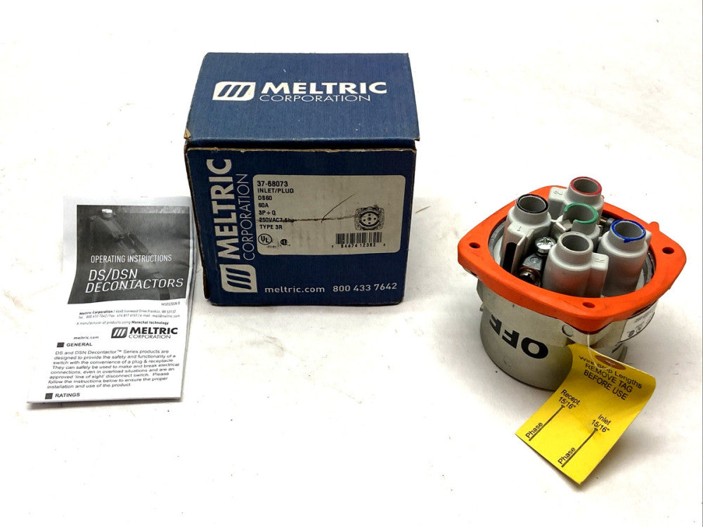 Meltric 37-68073 Inlet/Plug DS60 60A 3P+G 250Vac 7.5hp Type 3R