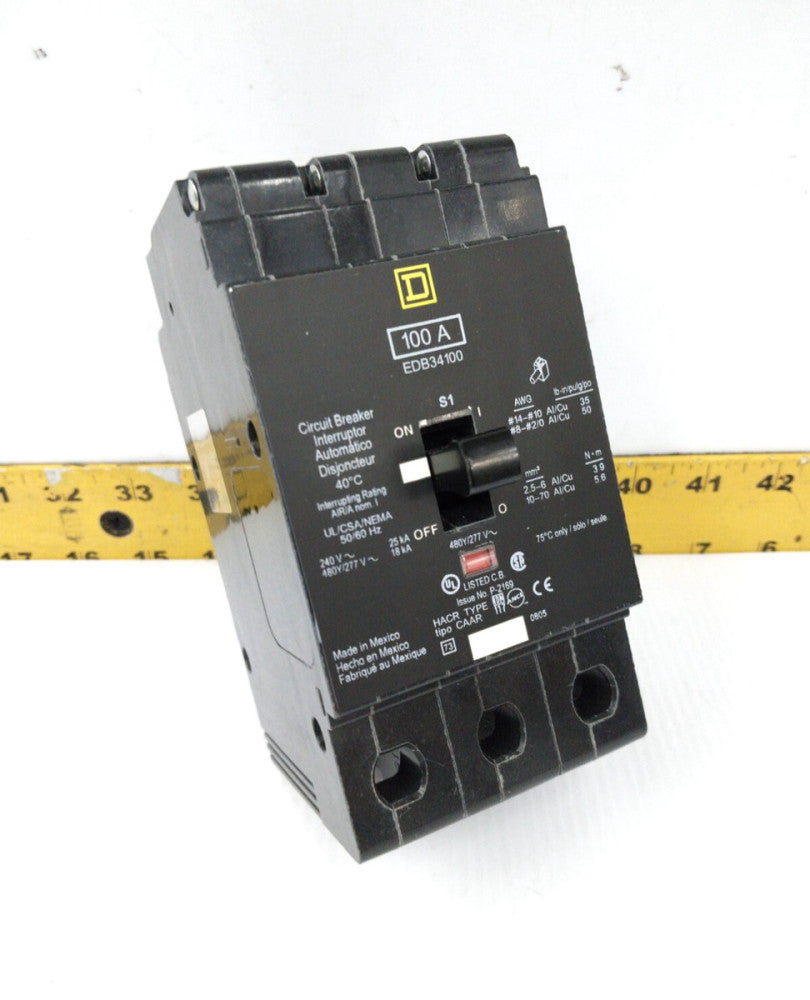 Square D 100 Amp Bolt-On Circuit Breaker 240 / 480Y/277 VAC 3 Pole  EDB34100