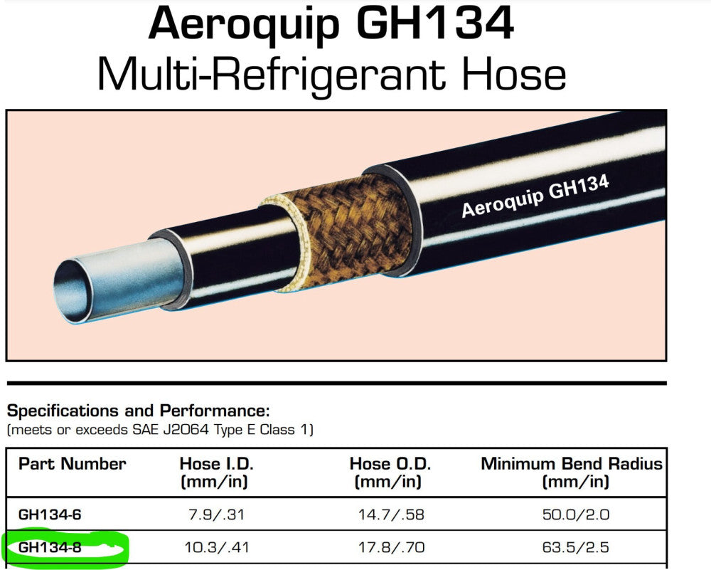 (50) Feet GH134-8 3/32" ID E-Z Clip Multi-Refrigerant Hose GH134-08 EATON [B0F]