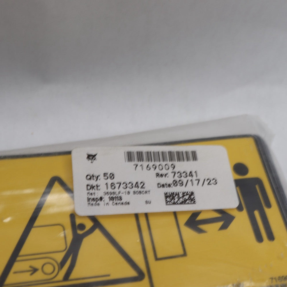 (50-Pk) Bobcat Safety Stickers Decal Stay Transparent Warning 7169009