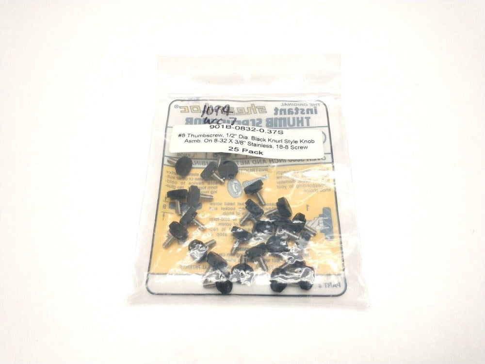 Shear-Loc 901B-0832-0.37S Knurl Knob #8 Thumbscrew SS 1/2" Dia 8-32x3/8" 25 PACK