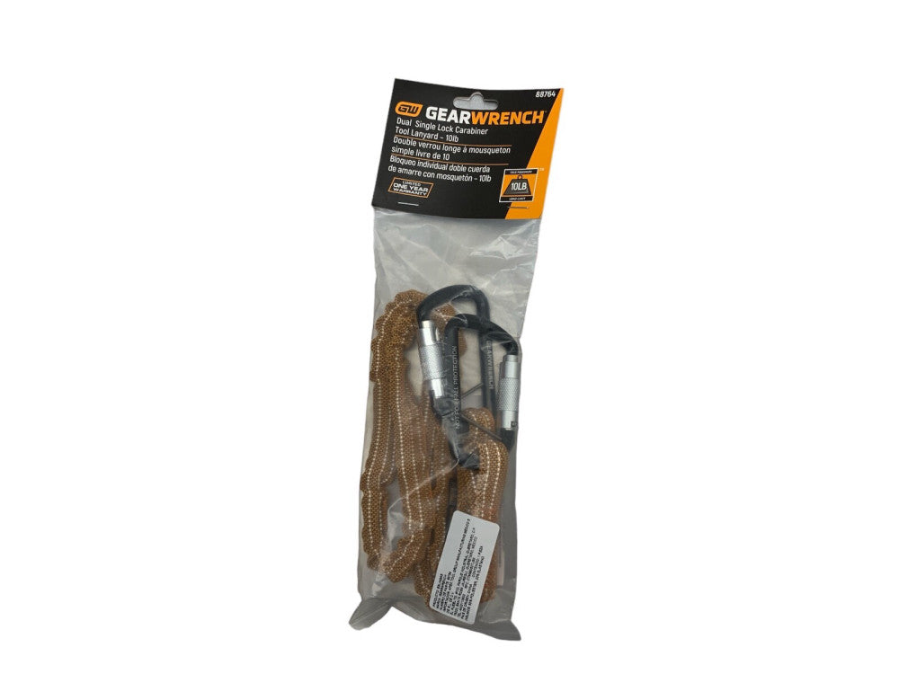 GEAR WRENCH Dual Single Lock Carabiner  Tool Lanyard 88764 - 10 LB
