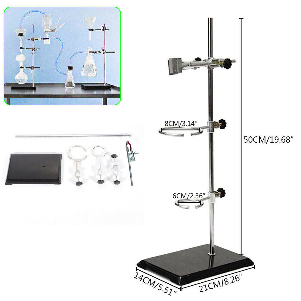 Lab Iron Stand Flask Condenser Clamp Ring Rack Set Support Holder Chemistry NEW